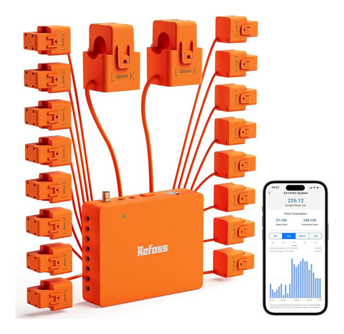 Monitor De Energía Refoss Em16 200a Y 16x60a Wifi