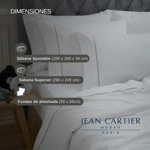 Juego De Sábanas King Size Con Vivo De Satén En El Embozo Oxford Lumiere 600 Hq Gris Liso Sí