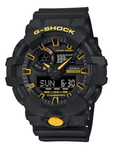 Reloj Casio G-shock Ga-700 Para Caballero Color de la correa Negro Color del bisel Negro Color del fondo Negro
