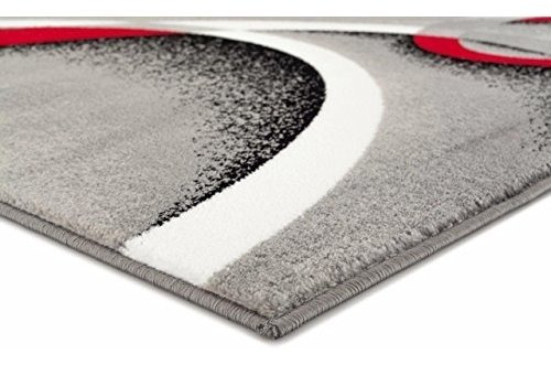 2305 Gris Negro Rojo Blanco Remolinos 52 X72 Alfombra Alfomb