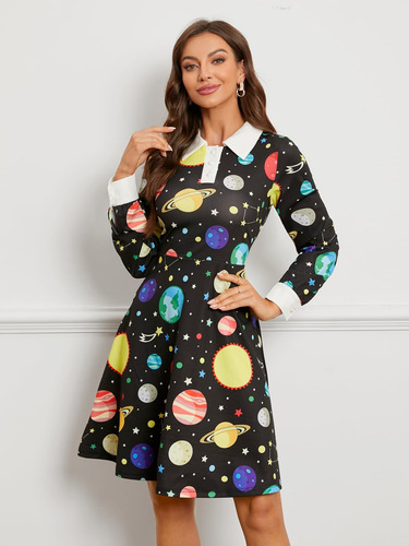 Laqeyko Mulheres Sra. Frizzle Traje Peter Pan Collar Magic S
