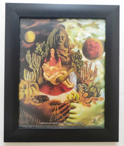 Abrazo De Amor _ Frida Kahlo Litografía Enmarcada 30 X 25