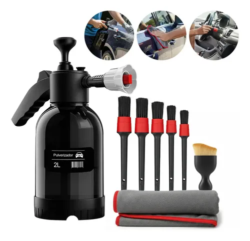 Kit Pulverizador Profissional 2l Pulverizador Híbrido 3 Em 1 Pressão 2 Litros Cor Preto Profissional + Pincel E Toalha Preto-pp