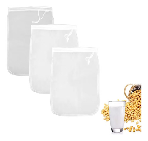 Pack 3 Bolsa Malla Fina Filtrar Colar Leche Vegetal Vegana