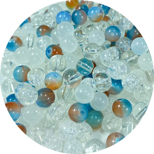 Cuentas De Vidrio Esferas 8mm 200u  Surtido Mix Clear Azul