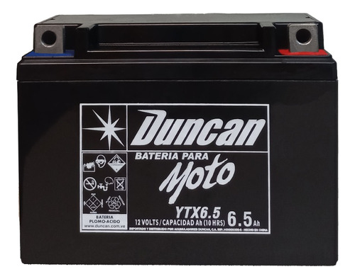 Batería Duncan Moto Ytx6.5