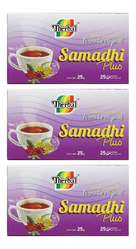 (3 Piezas) Té Samadhi Plus (25 Sobres) Therbal