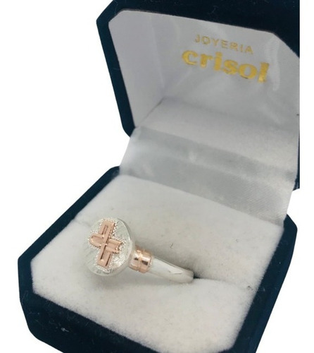 Imagen 3 de 4 de Anillo Escribana Plata Y Oro Cuerpo Fino ( S 66 )