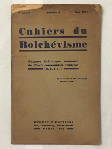 Cahiers Du Bolchevisme N°5 1931
