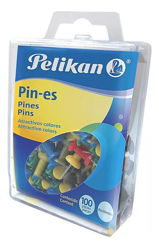 100 Pines Chinchetas Plastico Para Pizarrón Corcho Pelikan  
