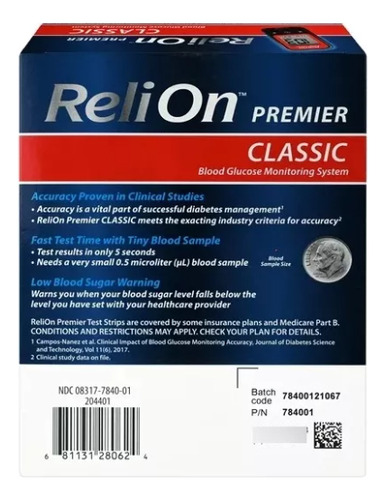 Relion Premier Monitor De Glucosa Importado