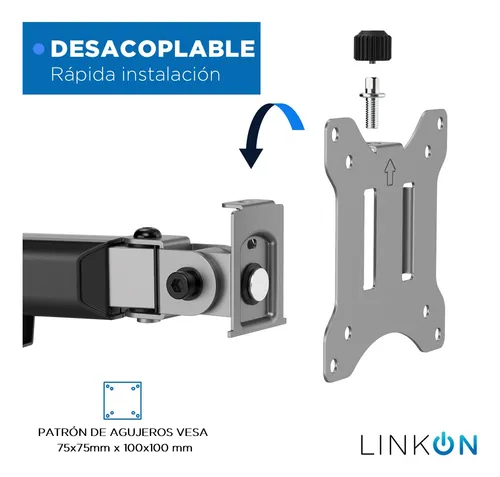 Soporte Brazo Articulado Doble Monitor Linkon Escritorio Negro