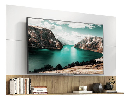 Painel Tv 65 Com Prateleira Amsterdã Up Multimóveis V3641 Cor Branco/Rustic