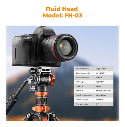 Tripode K&f Concept Kf09.136 - K234a7+fh-03