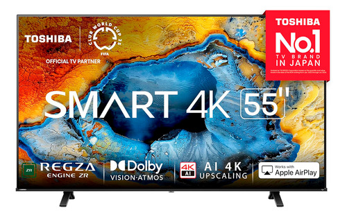 Toshiba Pantalla De 55 55c350nm 4k Ultra Hd Smart Led Fire Tv | Regza Engine Zr | Dolby Vision Atoms | Game Mode | Ai Super 4k Upscaling