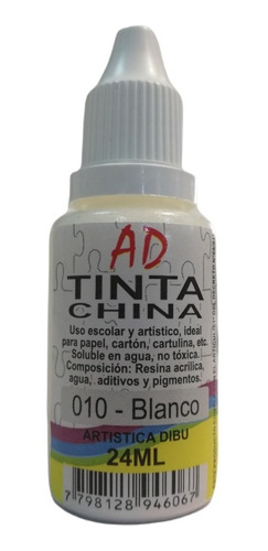 Tinta China Ad Colores No Toxica 24ml Soluble En Agua