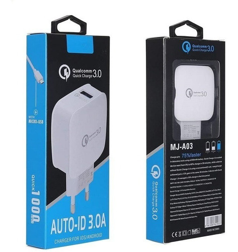 Cargador De Carga Rápida A Celulares Usb 3.0 + Cable Type C