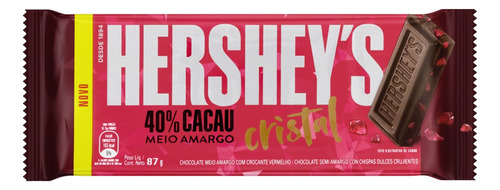 Chocolate Meio Amargo 40% Cacau Cristal Hershey's  pacote 87 g