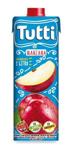 Jugo De Manzana Tutti 1 Lt Sin Tacc Sin Azucar Agregada X 8