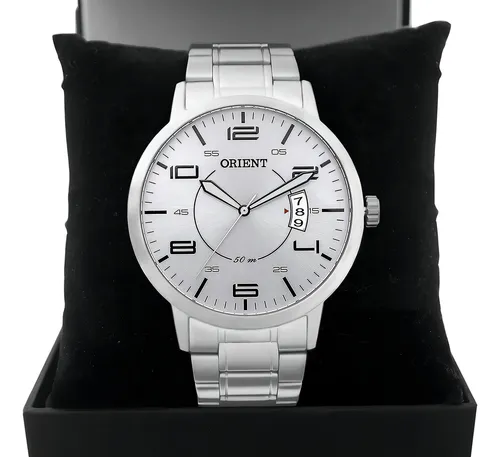 comprar Relógio Masculino Prateado Orient Fundo Prata Mbss1381
