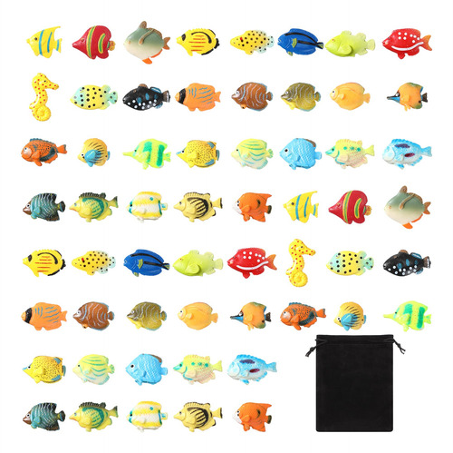 Juego De 59 Piezas De Juguetes De Peces Tropicales De Plás.