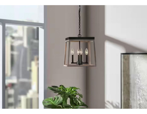 Lampara De Techo Colgante Moderna Candelabro De 4 Luces Estructura Gris