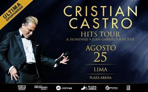 Imagen 1 de 1 de Concierto Cristian Castro Hits Tour 
