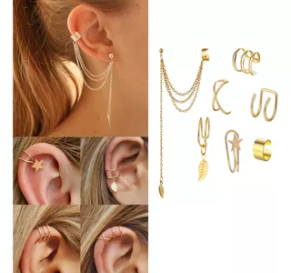 7 Clips D Oreja Aretes Trepadore Aretes Largos No Percing