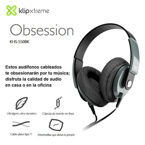 Aud fonos Mic control 3.5mm Klip Xtreme Obsession Khs 550bk