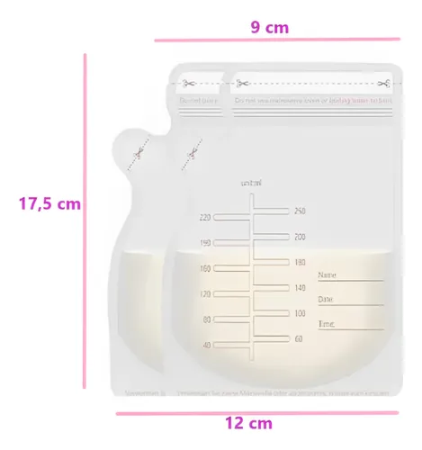 Pack 60 Bolsas De Almacenamiento De Leche Materna 250ml