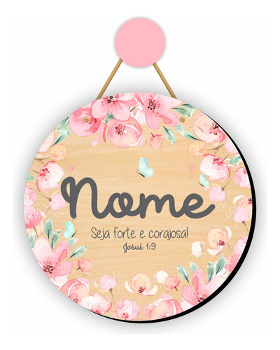 Flamula Porta Maternidade Mdf Flores Rosinha Personalizado