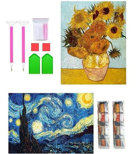 2 Peças De Pintura Diamante Para Adultos Art Jewelry Vangogh