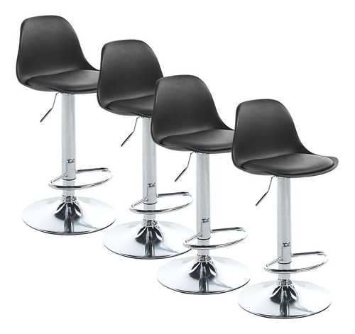 Set De 4 Bancos Tipo Eames Color Negro Marca Homeasy