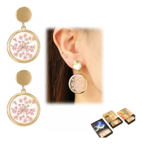 Aretes Joyería Colgante Cristal Natural Oro 18k Largos Mujer