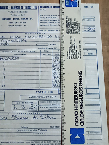 Nota Fiscal Antiga Rara Casa Cavasotto Novo Hamburgo Rs (Usado)