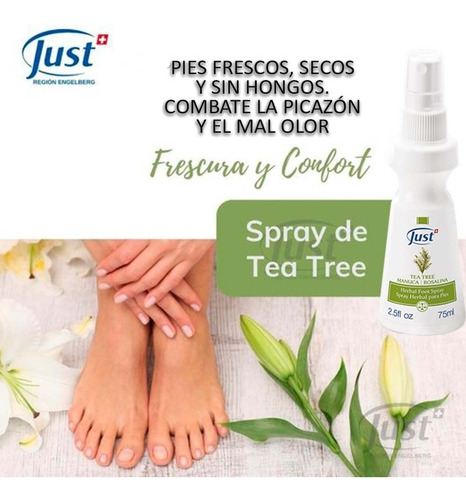 Imagen 5 de 7 de Spray Tea Tree Just 75ml Swiss Just Original Y Sellado