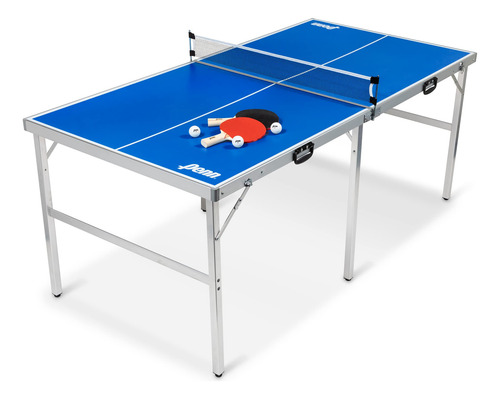 Mesa De Tenis De Mesa Portátil 1.83 X 0.91 Metros Con Red Y Azul