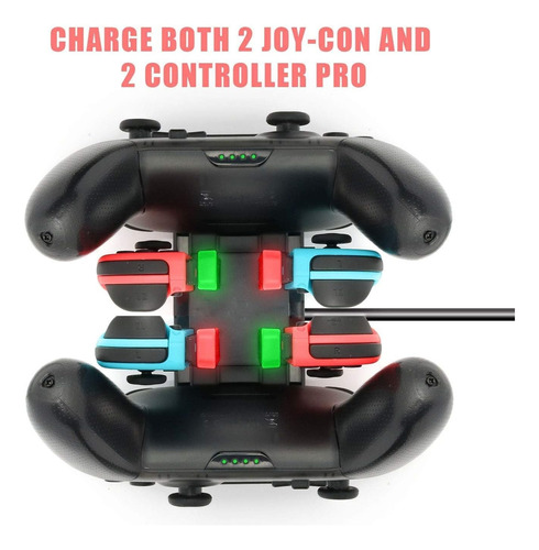 Controladores Joy-con Pro Charger Dock 6 En 1 Para Nintendo