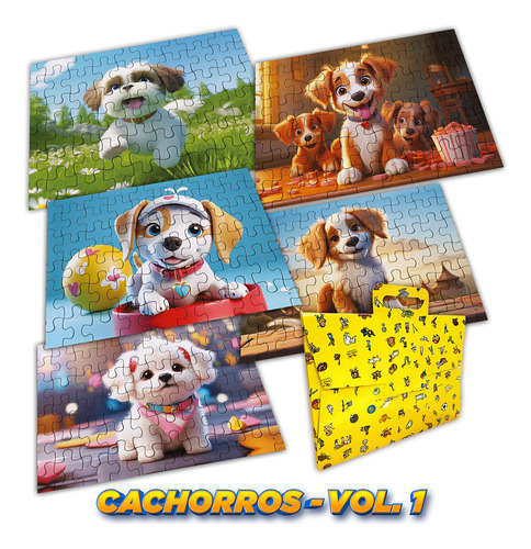 Quebra Cabeça Kit Com 5 Modelos Cachorros - Vol 1
