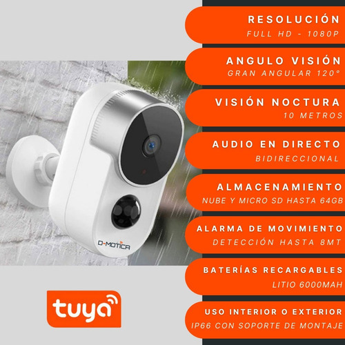 Imagen 3 de 7 de Cámara Vigilancia Wifi Inteligente Full Hd Con Batería Litio
