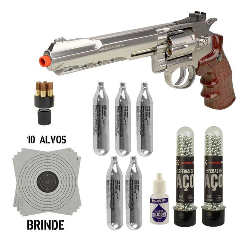 Revólver Airgun Co2 702s 4.5mm + 5 Co2 + 1000 Esfera + Óleo