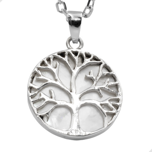 Colgante Árbol De La Vida Nácar Plata 925 + Cadena | M222