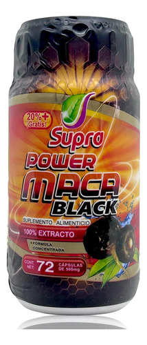 Maca Black 100% Extracto 72 Cápsulas 500 Mg Supra