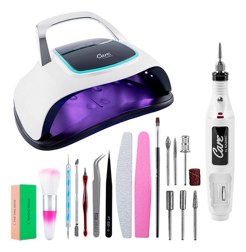 Torno Uñas Kit Manicura Profesional Cabina Lampara Uv Led Color Blanco