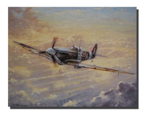 Spitfire Pintura Avión Militar Aviación Decor Art Print  pó