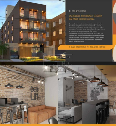 Imagem 2 de 7 de Kitnet/studio Com 1 Dormitório À Venda Com 23.78m² Por R$ 188.600,00 No Bairro Água Verde - Curitiba / Pr - Ap 1987