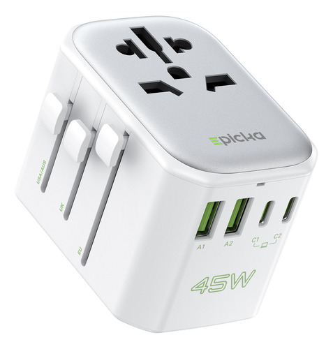 Adaptador De Enchufe De Viaje Epicka Pulse De 45 W Con Carga