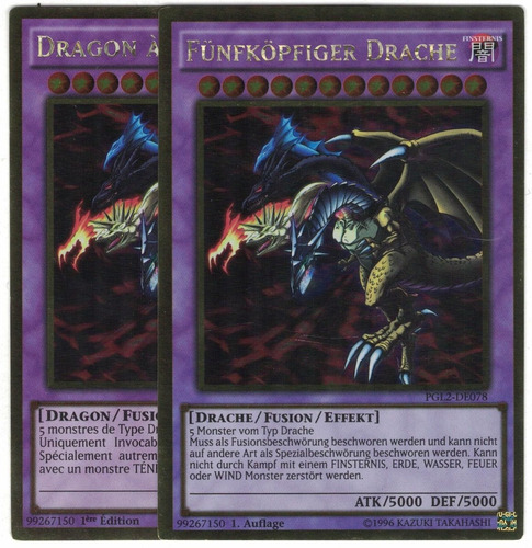 Yugioh 2x Five Headed Dragon Gold