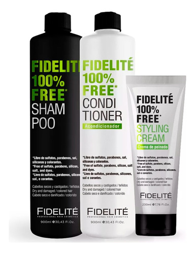Fidelite Free Shampoo Y Acondicionador 900 + Crema De Peinar