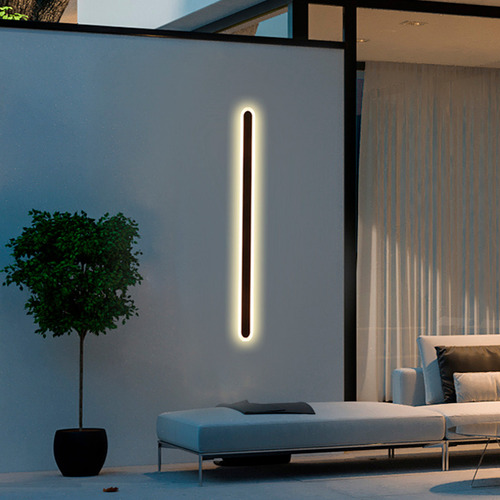 Aplique Lineal Exterior Led 25w Pared Luz Difusa 1mt Gari-ln Estructura Negro Cálido